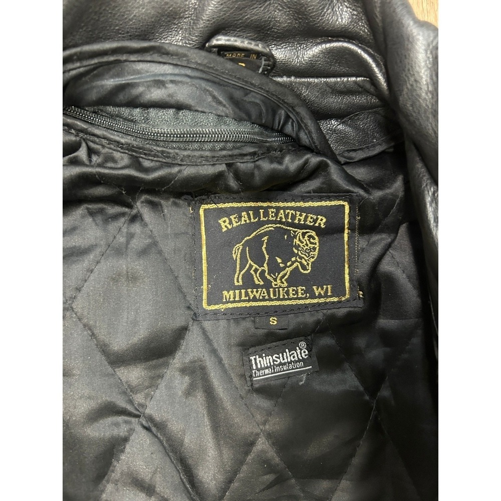 Milwaukee Leather Motorcycle Jacket S Black Braided Genuine Leather Heavy Moto - Picture 8 of 16